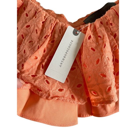 Anthropologie Sunday in Brooklyn Eyelet Ruffled Top Orange XXS‎ $78 NEW NWT - Picture 6 of 12